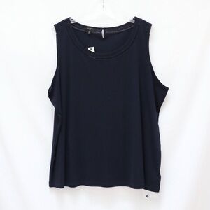 NWT Talbots Midnight Blue Tank Top 3X cotton spring summer new dark lace trim